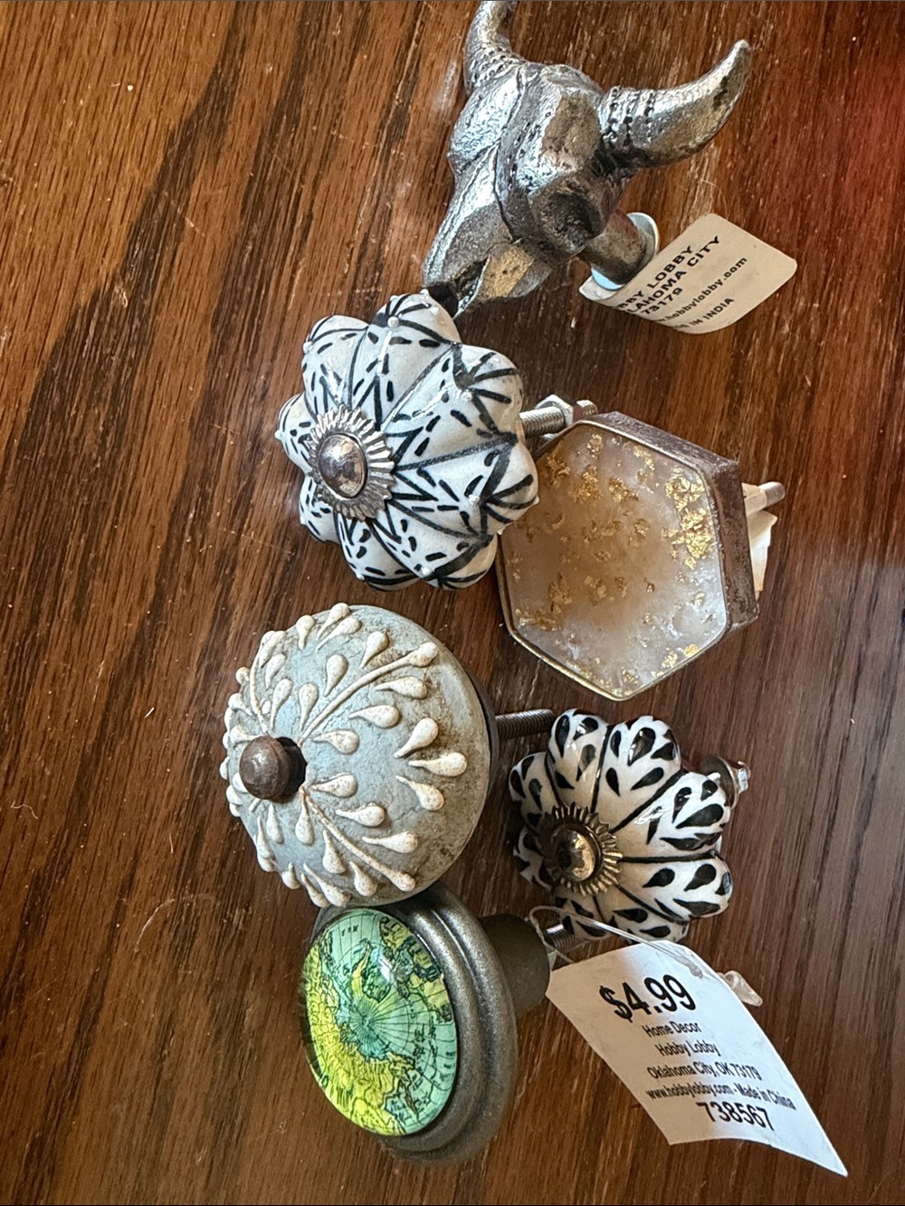 Assorted Decorative Ceramic and Metal Cabinet Knobs - White, Black, Green, Gray